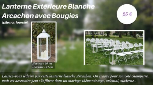 Lanterne extérieure blanche Arcachon avec bougies